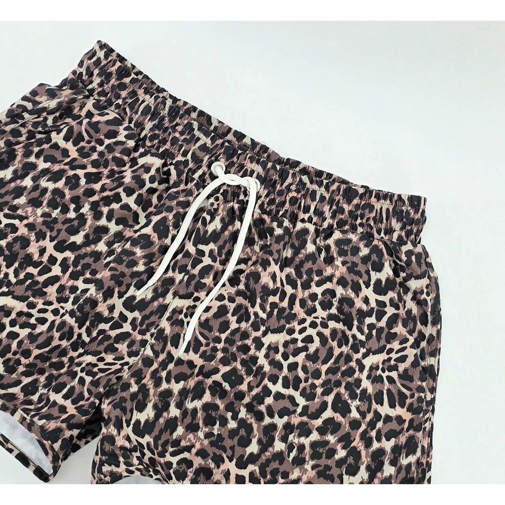 NAP Leopard Print Shorts Size XL Womens Brown Athletic Loungewear Tie Waist
